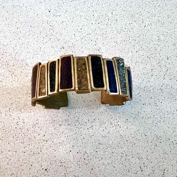 Ladder Cuff Bracelet by David Urso in bronze and resin - like new - Picture 2 of 2